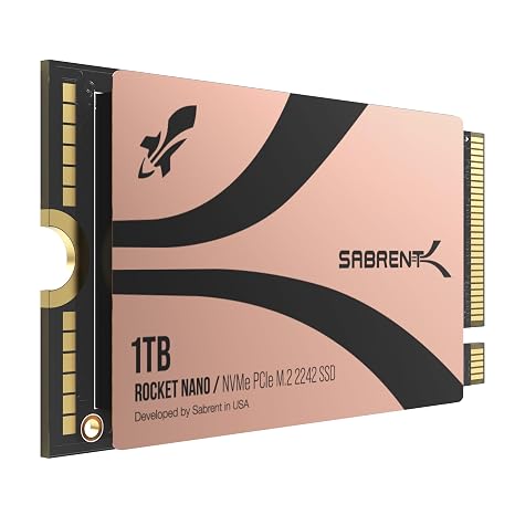 SABRENT Rocket 2242 1TB NVMe SSD, PCIe 4.0 M.2, 7300MB/s (SB-2742-1TB) | M.2 2242 internal SSD; TLC NAND; up to 7300/6400MB/s; for laptops, mini PCs, handhelds