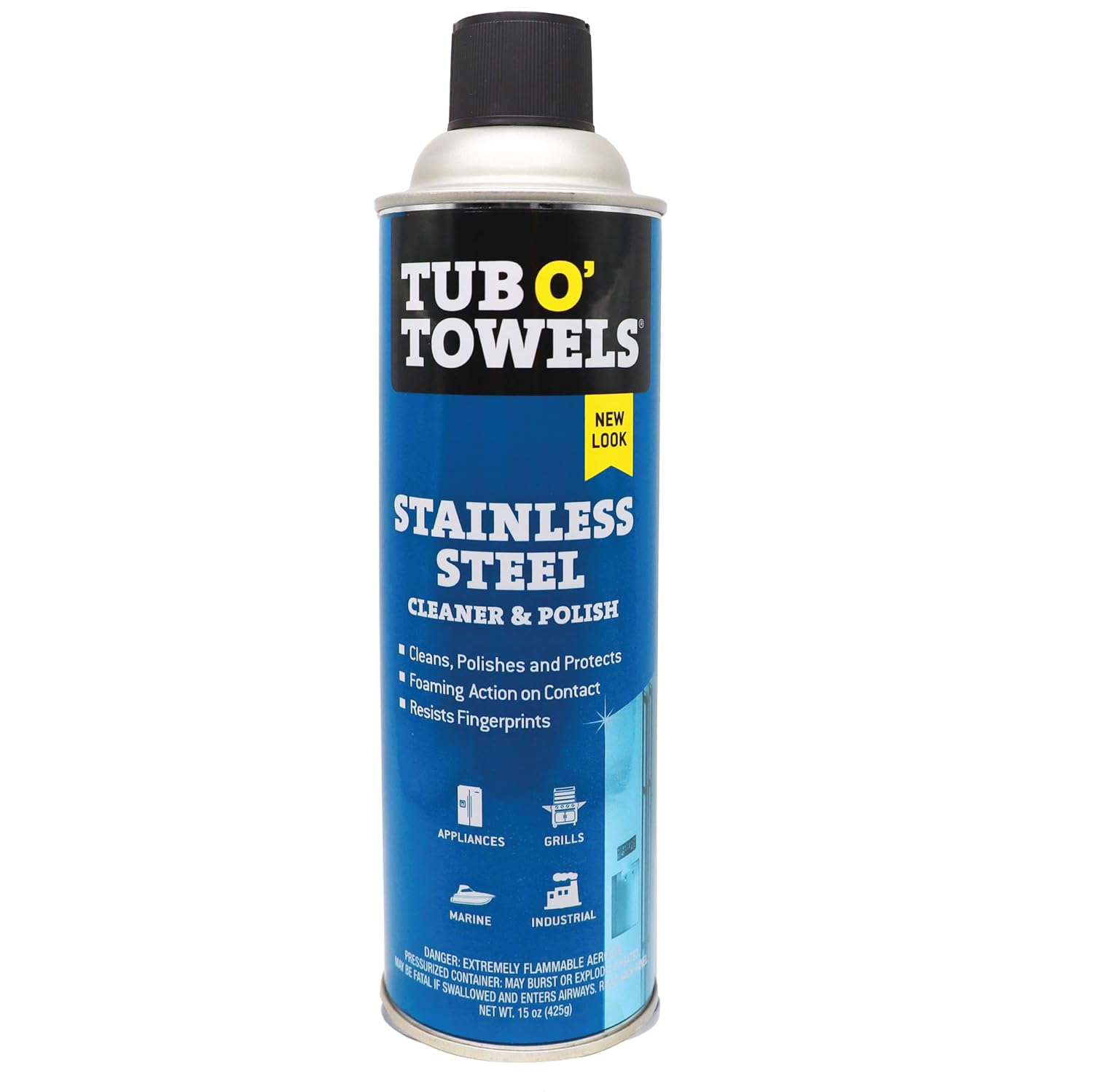 Work Savr Stainless Steel Polish, Streak Free Polished Shine, Protect Appliances From Fingerprints, Clean, Polish and Protect, 15 oz. Aerosol