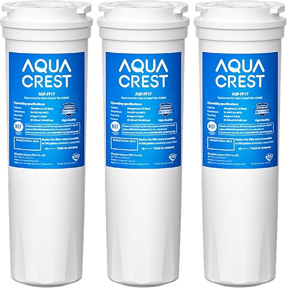 AQUACREST 836848 Refrigerator Water Filter, Replacement for Fisher & Paykel 836848, 862285, 862284, 3 Pack