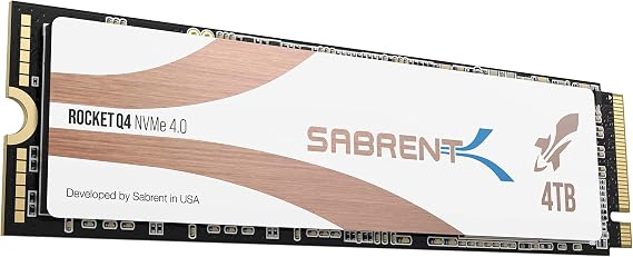 SABRENT 4TB Rocket Q4 NVMe PCIe 4.0 M.2 2280 Internal SSD Maximum Performance Solid State Drive R/W 4900/3500 MB/s (SB-RKTQ4-4TB)