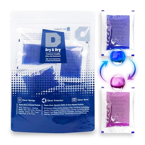Dry & Dry 5 Gram [40 Packets] Blue Indicating Silica Gel Packets - Desiccant