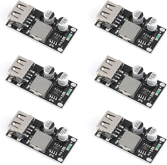 6Pcs DC-DC USB Buck Converter Step Down Module 6-32V 12V 24V to 5V QC 3.0 QC2.0 Power Supply Voltage Regulator USB Mobile Phone Charging Board FCP Volt Transformer Board