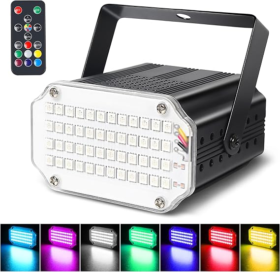 48LED Color Strobe Light for Parties & Halloween, Wireless Remote Control