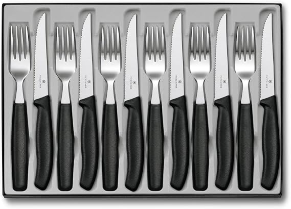 Victorinox Table Set Swiss Classic with Steak Knives 12 Pieces in Black, Stainless Steel, 30 x 5 x 5 cm