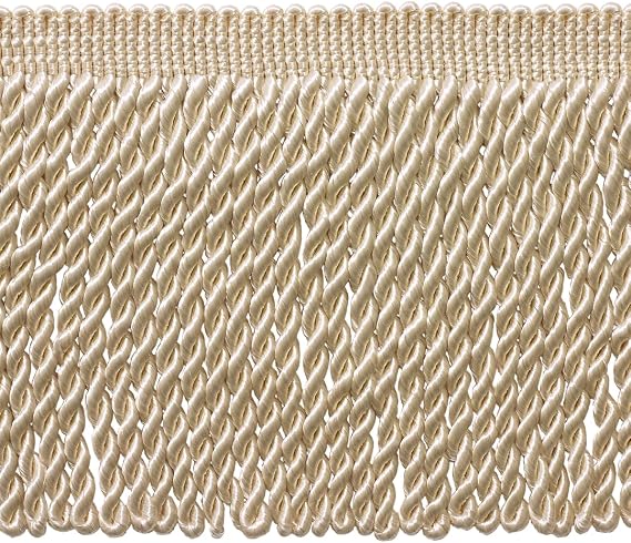 DECOPRO 6" (15cm) Basic Solid Collection Traditional Satiny Bullion Fringe Trim (Style# BFS6) Cream Ivory #A2(Ivory Cream) 5 Yard Value Pack (4.5m/15 ft)
