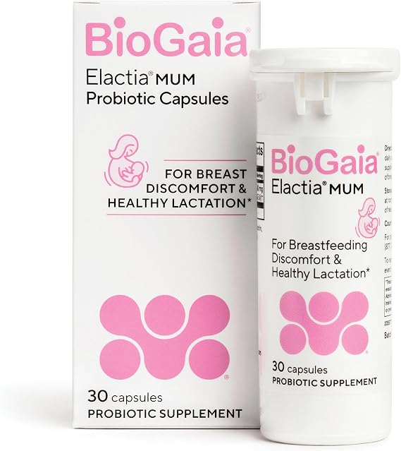 BioGaia Elactia Breastfeeding Probiotic | Lactation Supplements | Newborn Essentials and Probiotics for Both Mom & Baby | Daily Supplement for Healthy Lactation | 30 Count | Breastfeed Happy