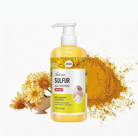 Sulfur Body Wash & Shower Gel - Deep Clarifying Formula for Gym, Travel & Daily Use