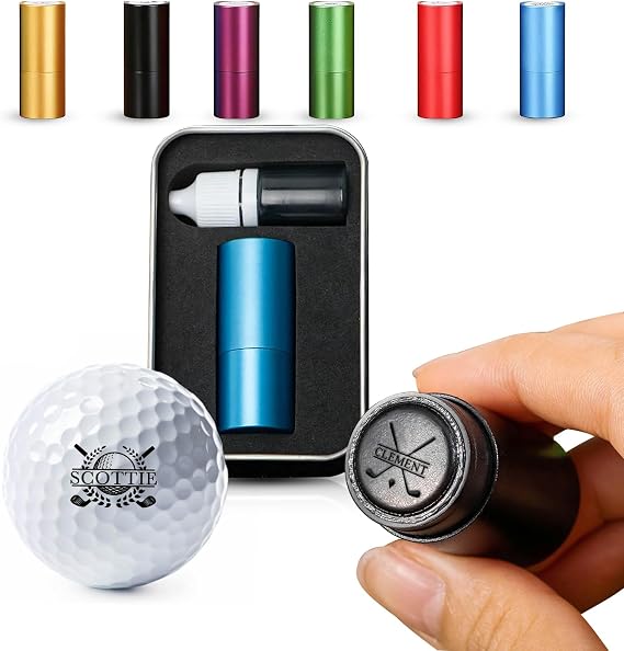 Personalized Golf Ball Stamp with Metal Storage Case, Custom Name Reusable Golf Ball Marking, Golf Accessories, Gifts for Golf Lovers, Golfers, Dad, Husband, Father's Day Birthday Wedding Gifts