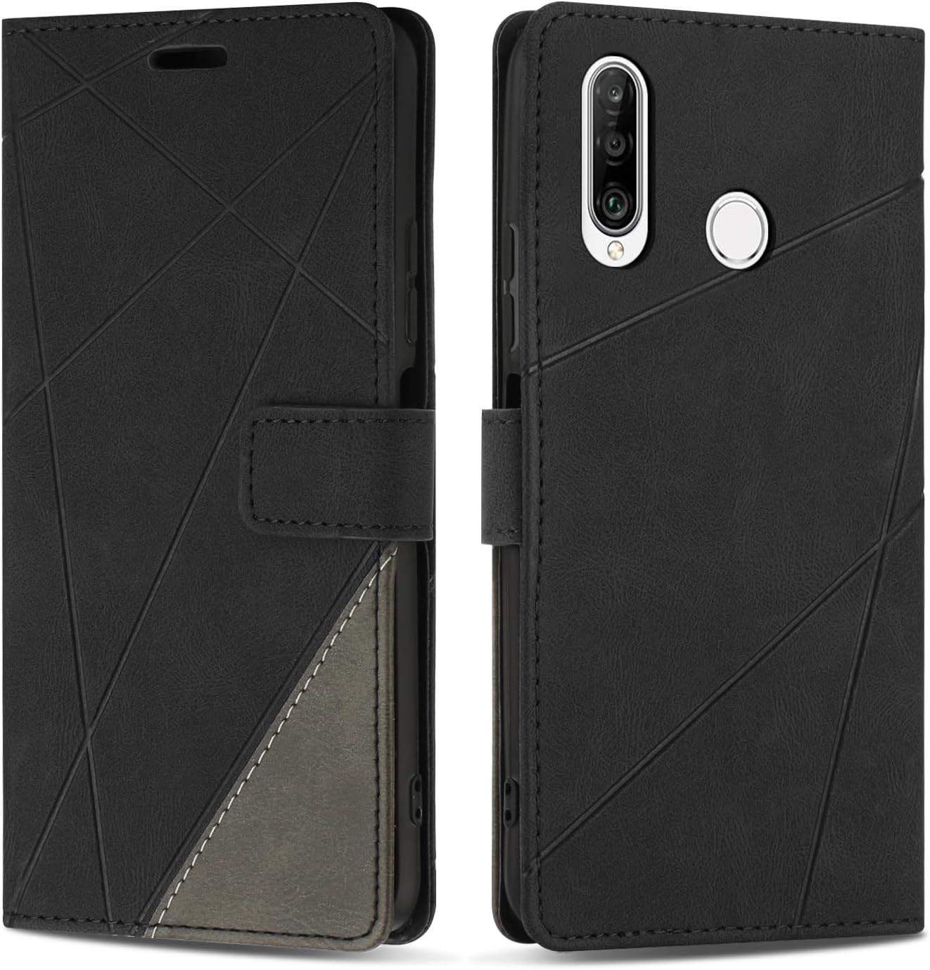 Case for Huawei P30 Lite, Premium PU Leather Flip Wallet Case Cover with Magnetic Closure and Card Slots, Phone Case for Huawei P30 Lite, Black