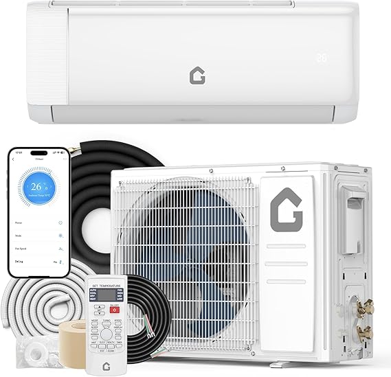 12000 BTU Mini Split Air Conditioner, 21 SEER2 208-230V Split Unit Ac and Heat Cool Up to 750 Sq.Ft, Ductless Air Conditioner w/Complete Installation Kit,Remote,2.0 Wifi Control,Low Noise