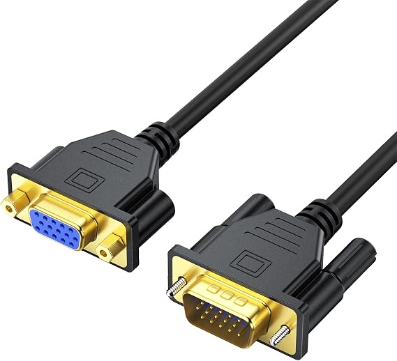 VGA Extension Cable 3FT, VGA Male to Female Cord 3 Feet 15 Pin (NOT 9 Pin), SVGA Extender HD15 Monitor Video Adapter Cable Support 1080P Full HD for Laptop, PC, Projector, HDTV, Display
