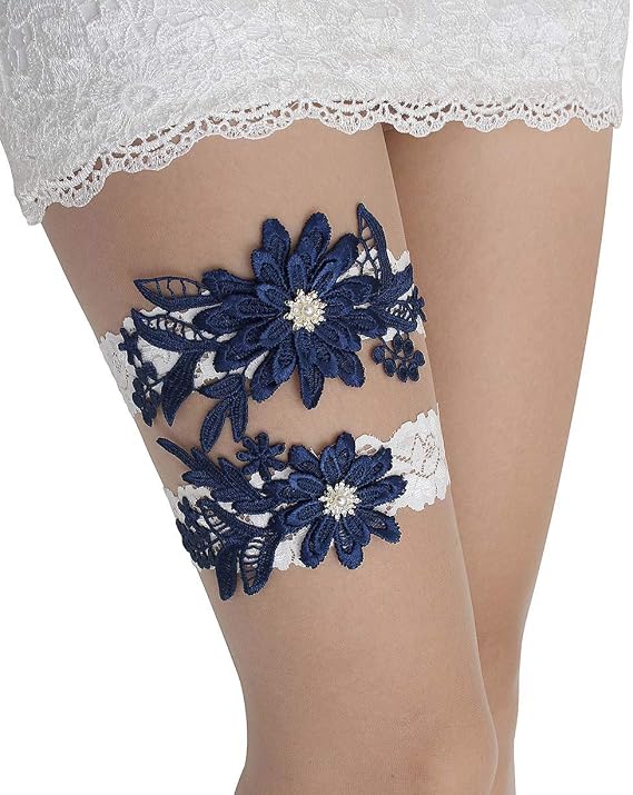 GARGALA Wedding Garters for Bride Bridal Lace Garter Set with Rhainestone Pearls