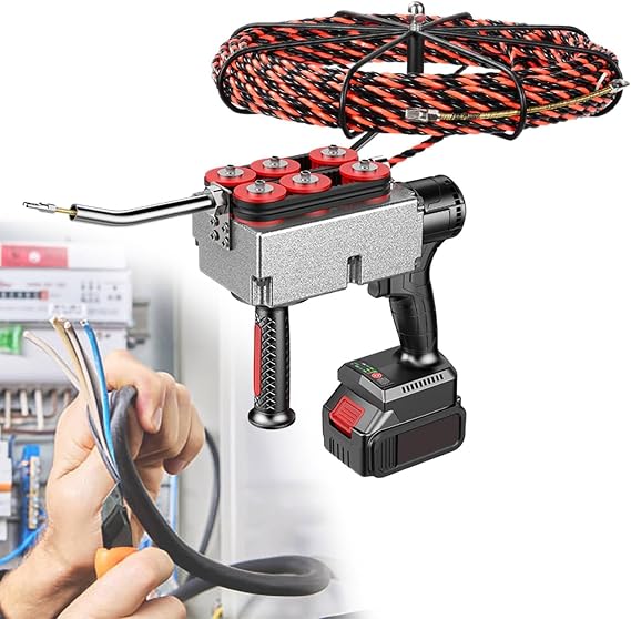Cable Pulling Aid, Automatic Threading Machine, Cable Puller, Electrician Pulling Wire Hidden Pipe Threader, Cable Pulling Device for Pulling Cables,30mline-37500mAh