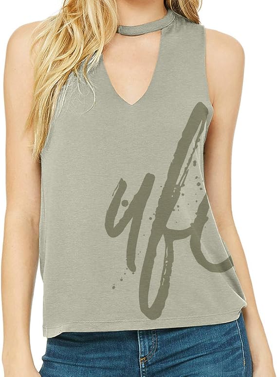UFC Women's Cut-Neck Tank, Heather Stone, Medium