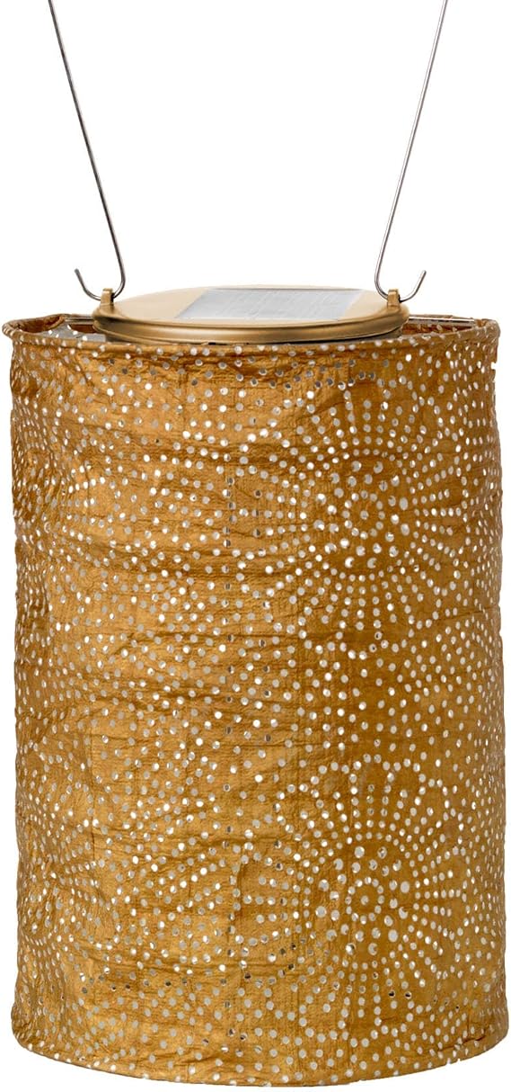 Allsop Home and Garden Soji Stella LED Outdoor Solar Lantern, Handmade with Weather-Resistant UV Treated Tyvek Fabric, Stainless Steel Hardware, Auto sensor on/off, for Patio, Deck, Garden, Color (Bronze)