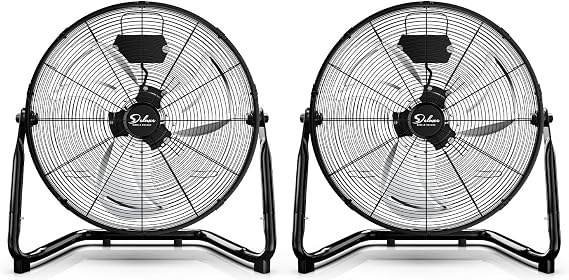 Simple Deluxe 18 Inch 3-Speed High Velocity Heavy Duty Metal Industrial Floor Fans Quiet for Home Commercial, Residential, and Greenhouse Use, Outdoor/Indoor, Black, 2 Pack