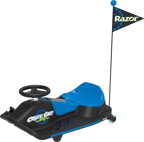 Razor Crazy Cart Shift Electric Go Kart for Kids Ages 6+ 12V Drifting System, High/Low Speed Switch, Simplified Drifting, Riders up to 120 lbs, Black/Blue