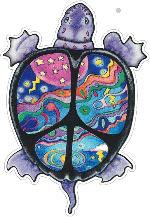 Turtle Peace - Window Sticker/Decal - 4.5" by 3.5" Translucent
