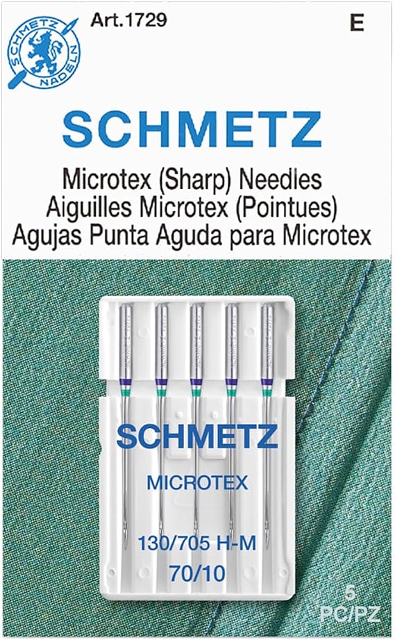 SCHMETZ Microtex Sharp Sewing Machine Needles - Quilting & Topstitching Supplies, Size 70/10, 5-Needle Card, Pack of 1