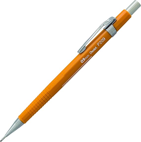 Pentel Sharp Mechanical Pencil, 0.9mm Lead Size, Yellow Barrel, Box of 12 Pencils (P209G)