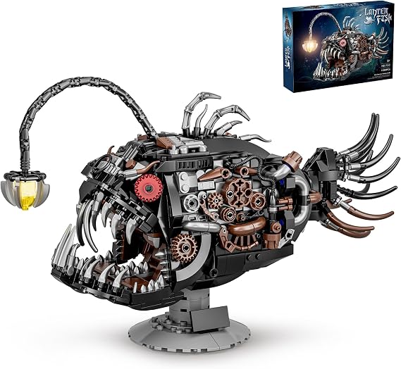 HJPLPXH Mechanical Lantern Fish Building Set,Sea Animal Building Block Toy | Home Decor Gift for for Adults and Kids 1038PCS ﻿