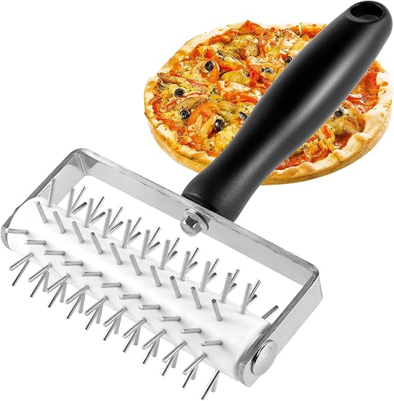 Pizza Dough Roller Pizza Dough Docker with Stainless Steel Spikes Sturdy Pizza Docking Tool that Prevents Dough from Blistering Pizza Pin Puncher for Crackers Homemade Bread Pie Cake Cookies