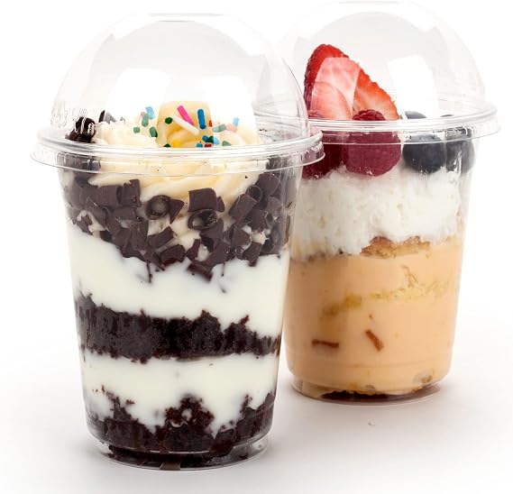 Golden Apple Cup series, 12oz-50sets Plastic clear cups with Dome lid no hole