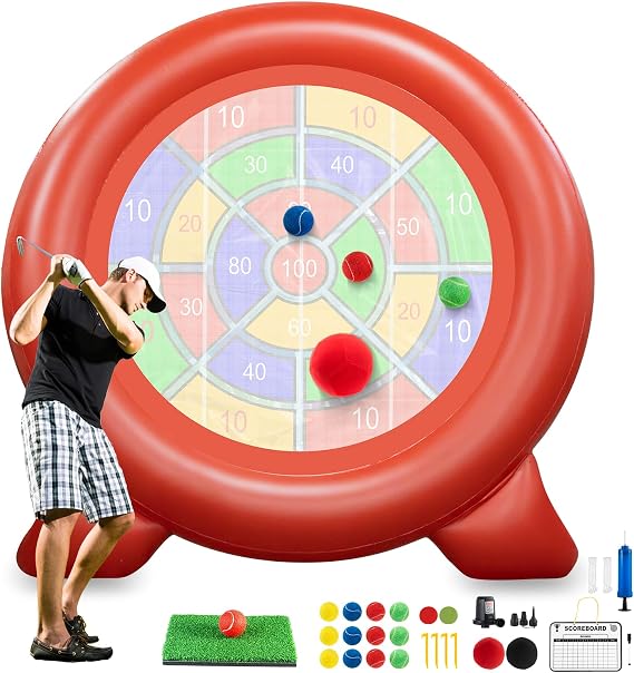 Giant Inflatable Dart Borad Game: Outdoor Golf Soccer Lawn Games - Kick Dartboard for Kids Adults Family, Waterproof Dart Mat for Yard Game with Pump
