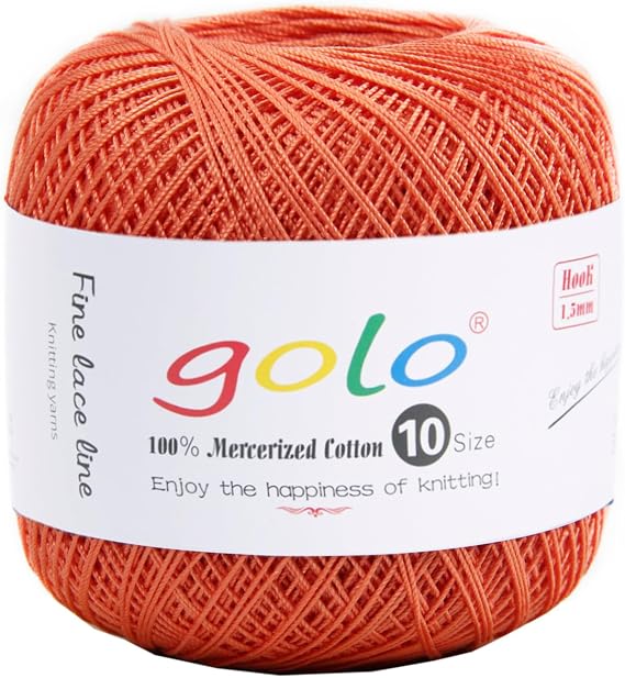 golo Crochet Thread Crochet Yarn for Crocheting Cotton Yarn for Hand Knitting Orange Yarn 215