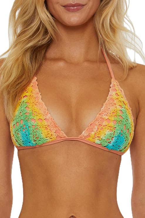 Isabella Rose Women's Harmony Crochet Triangle Bikini Top, Adjustable, Tie Back, Swimwear Separates for Women