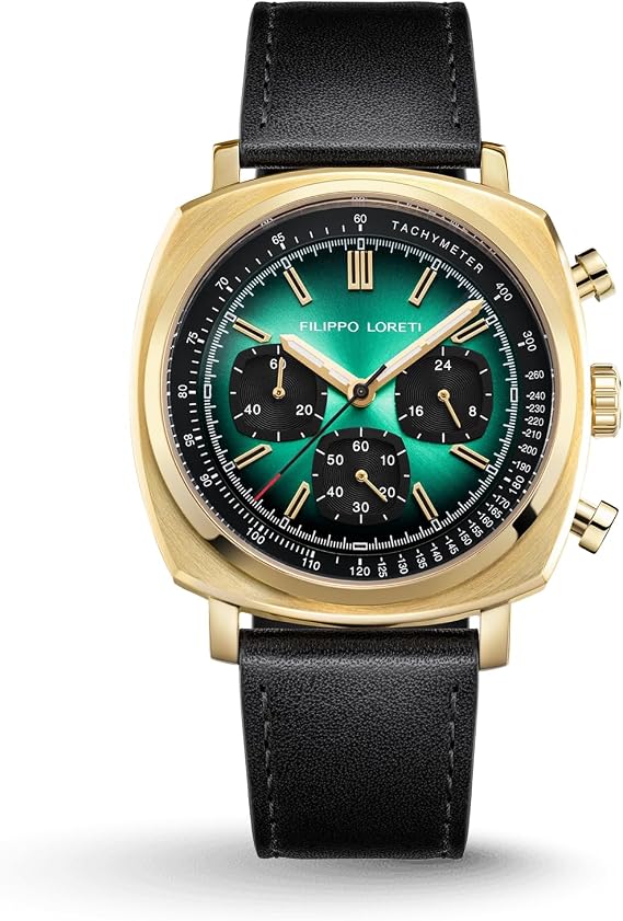 FILIPPO LORETI Retro Chrono - Men's Racing Watch, 100M, Watch for Men - 42mm Stainless Steel Case - Gift for Men, Italian-Inspired
