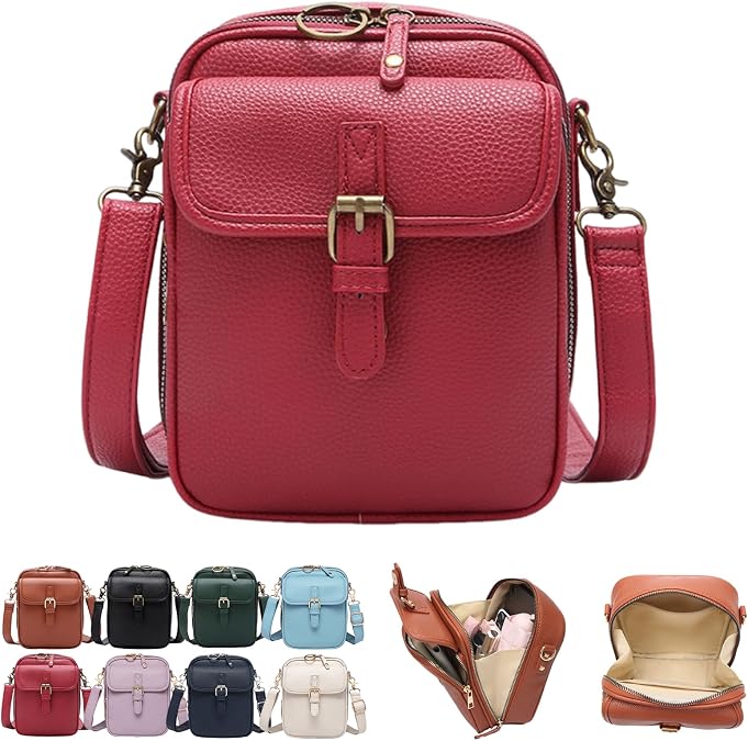 Urvashi Crossbody Leather Bag, Collaboraten1 Crossbody Leather Bag, Vintage Messenger Bags Built in Wallet