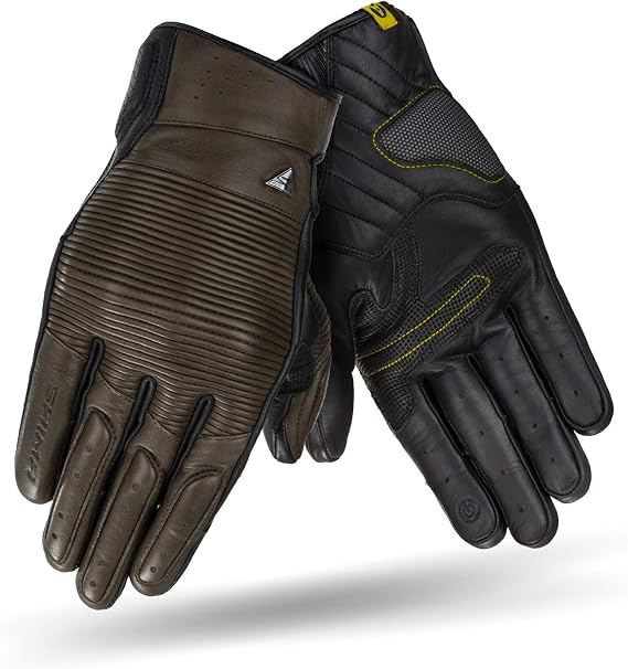 SHIMA Blake Gloves Motorcycle Gloves Men Leather Summer Biker Armoured Protectors Motorbike Perforated Ventilated Reinforced Motorsport Glove Street Motorbikes (Mens, Brown, S)