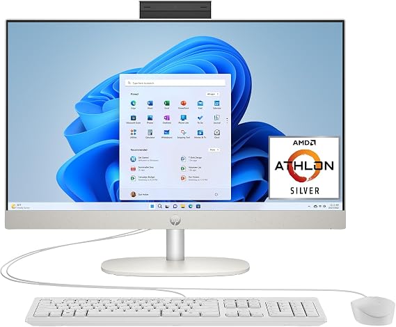 HP 23.8 inch All-in-One Desktop PC, FHD Touchscreen, AMD Athlon Silver 7120U, 8 GB RAM, 256 GB SSD, AMD Radeon Graphics, Windows 11 Home, Shell White, 24- cr0210 (2025)