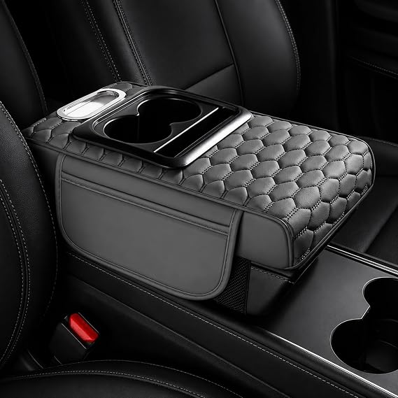 5 in 1 Car Armrest Cushion Pad with Cup Holders - Gray