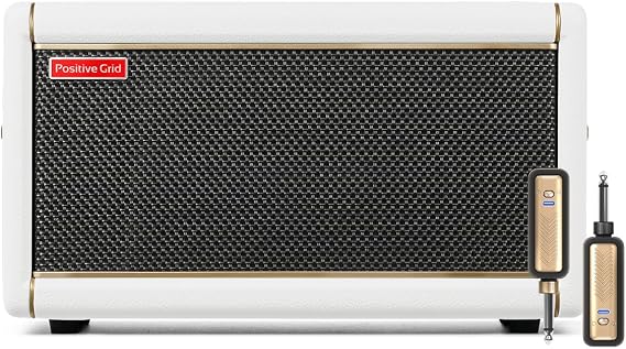 Positive Grid Spark 2 Pearl + Spark Link Bundle 50W Smart Guitar Practice Amp & Bluetooth Speaker with Built-in Looper, AI Features & Smart App for Electric, Acoustic, Bass Guitar