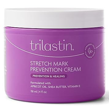 Trilastin Stretch Mark Cream for Pregnancy Hydrating Belly Cream for Pregnant Women- Shea Butter & Vitamin E, Paraben Free, No Added Fragrances - Maternity Body Lotion for Belly, Hips, Thighs 4 oz