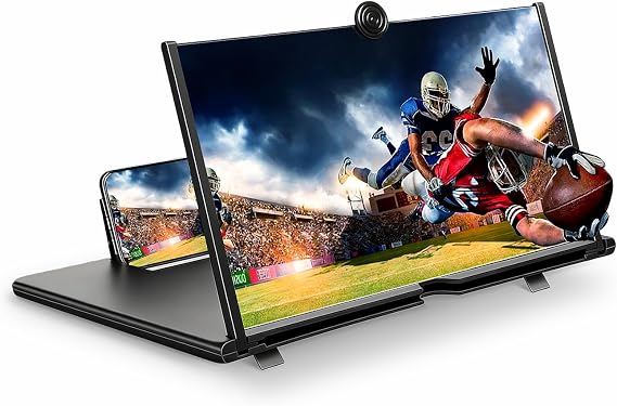 for 16" Mobile Phone Screen Magnifier 3D HD Projector Screen for Movies, Videos, Foldable Stand with Screen Amplifier, Supports All Smartphones,16 inches