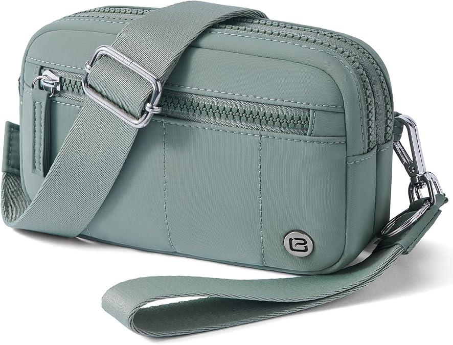 POIUGOYA Small Nylon Crossbody Bags for Women,RFID Wristlet Purse Built in Wallet, 4 Zipper Crossbody Wallet Phone Organizer