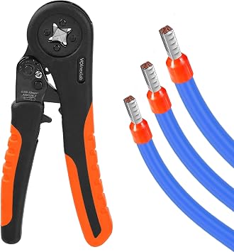 Ferrule Crimping Tool Kit for AWG28-7, Volnexlab Self-Adjusting Ratchet Quadrilateral Crimper Pliers for Wire End Ferrules and Stranded Wire Terminals, Professional Electrical Tool