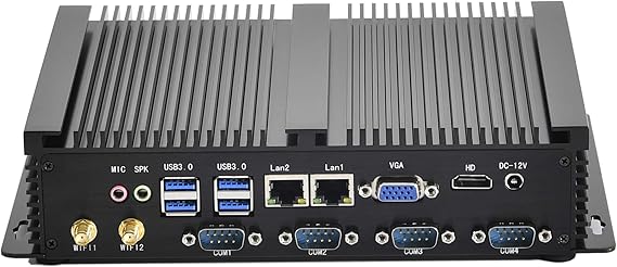 Fanless Mini PC, Celeron CPU Home Computer, 4GB RAM, 128GB SSD, HD Graphics, 4xCOM RS232, 4xUSB 3.0, 2xNICs, HD, VGA, Metal Case