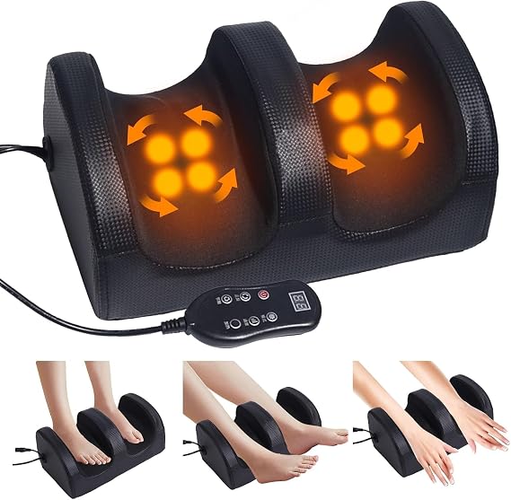 Shiatsu Foot and Calf Massager with Heat, Deep Rolling Foot Massager Wired Remote, Foot Massager Machine for Pain Relief, Plantar Fasciitis, Neuropathy Promotes Blood Circulation
