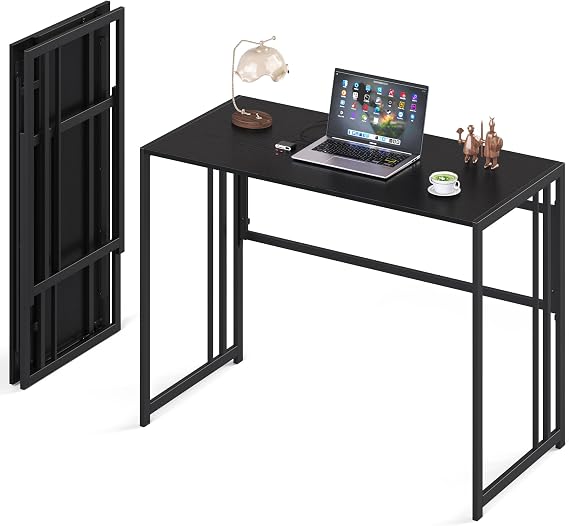 40" Folding Computer Desk No Assembly Needed Foldable Table for Small Space | Small Folding Table for Home Office, Study, Writing, Gaming, Compact RV Living, Camping, Sturdy and Easy Carry, Versatile