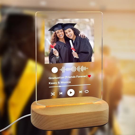 Personalized Acrylic Song Plaque with Photo Customized Album Picture Night Light Gifts for Best Friend Girlfriend Boyfriend Sister