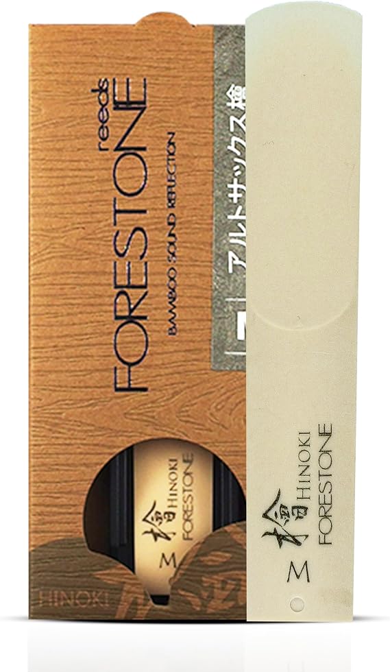 Forestone Hinoki Synthetic Alto Saxophone Reed with Calcium-Enriched Bamboo Fiber Blend -American Unfiled Cut for Natural Feel, Expressive Tone & Lively Response-Long-Lasting - Made in Japan-Medium(M)