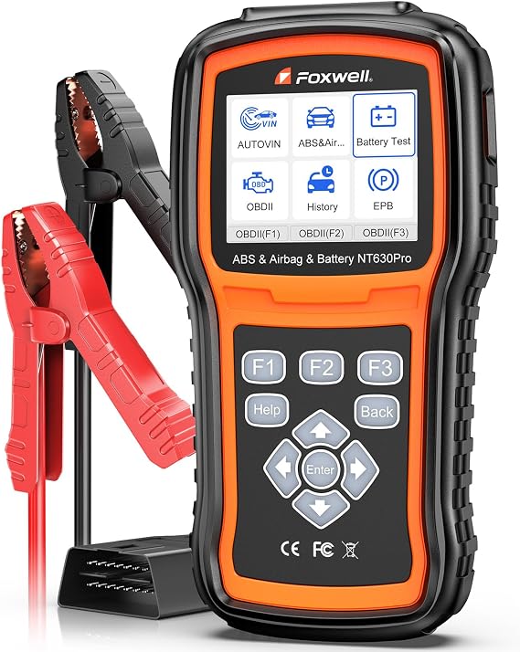 FOXWELL NT630PRO 2-in-1 OBD2 Scanner ABS SRS with Battery Tester, ABS Bleed | BMS/OIL/SAS/EPB Reset, 12V BT SOH Cranking Charging System Test, ABS Bidirectional Code Reader Scan Tool, Live Data