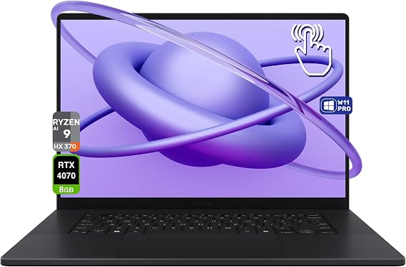 ASUS ProArt P16 Copilot Laptop, AMD Ryzen AI 9 HX 370, 32 GB LPDDR5x RAM, 2 TB PCIe SSD, 16" 4K (3840x2400) Touch Screen Display, Nvidia G-Force RTX 4070, Backlit Keyboard, W11 Pro, Nano Black