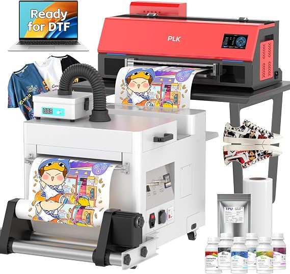 PLK A3 DTF Printer with Shaker Dryer&Smoke Purifier & Laptop, XP600 Printer