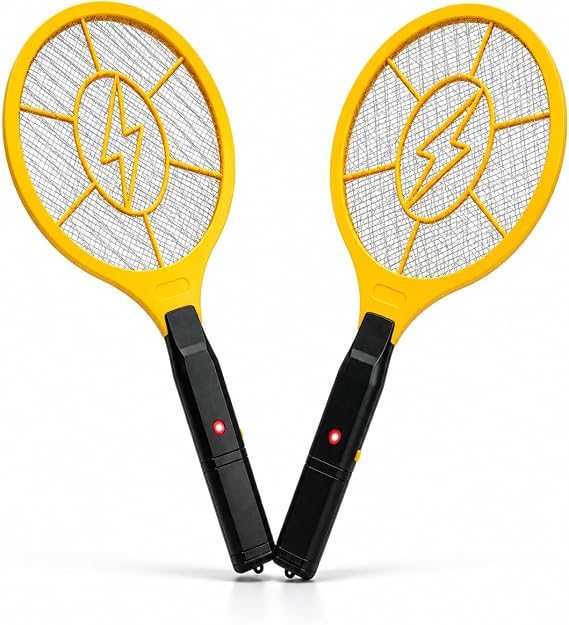 2-Pack Electric Fly Swatter Battery Powered Bug Zapper Racket