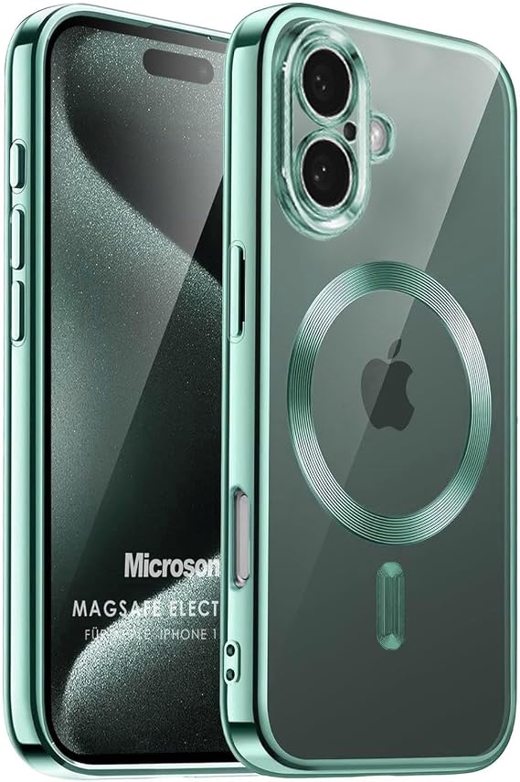 Microsonic Apple iPhone 17 için Kılıf MagSafe Luxury Electroplate Yeşil [iPhone 17 ile Uyumlu Kılıf - Yeşil]